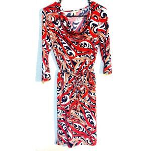 Banana Republic Colorful Swirl Women's Shift Dress XS Work Church Drape Neck
